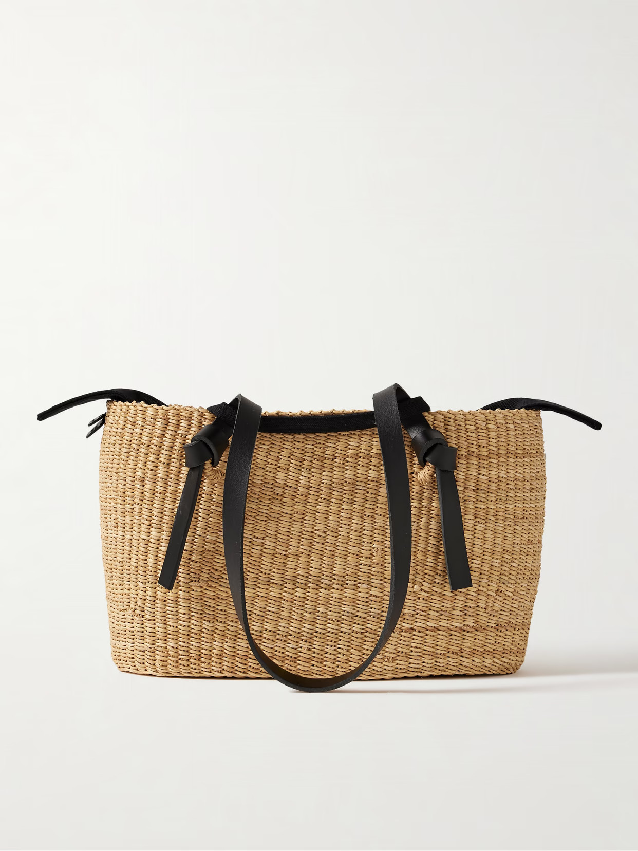 MUUÑ - Zorro Leather-trimmed Woven Straw Tote - Brown | NET-A-PORTER (UK & EU)