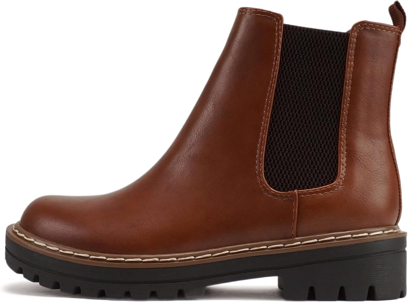 Soda Pilot ~ Women Lug Sole Low Heel Chelsea Fashion Ankle Bootie w/Double Elastic Gore | Amazon (US)