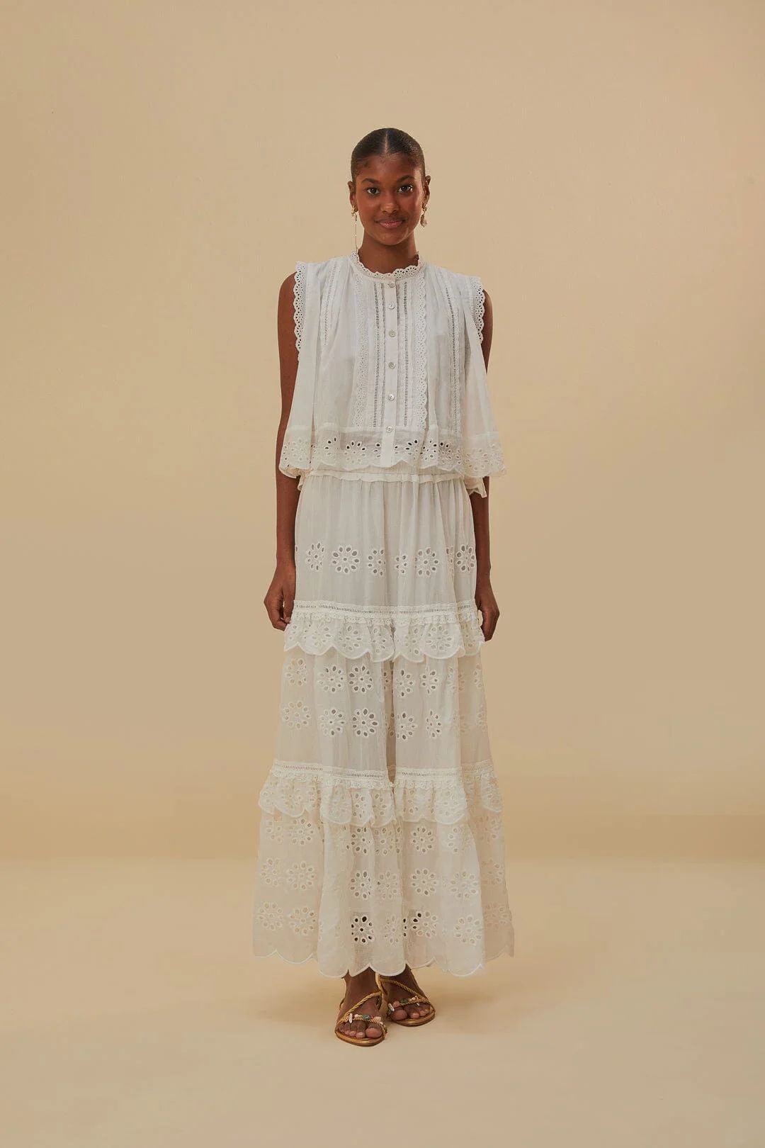 Off-White Low Waist Organic Cotton Maxi Skirt | FarmRio