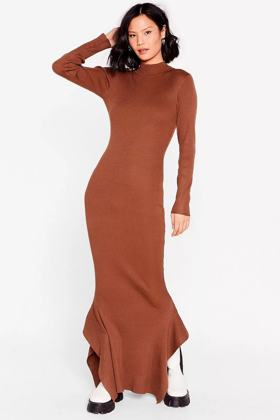 This Frill Do Ribbed Maxi Dress | Nasty Gal (US)