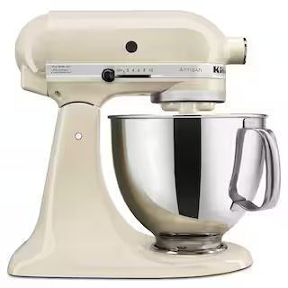 KitchenAid Artisan 5 qt. 10-Speed Almond Cream Stand Mixer With Flat Beater, 6-Wire Whip and Dough H | The Home Depot