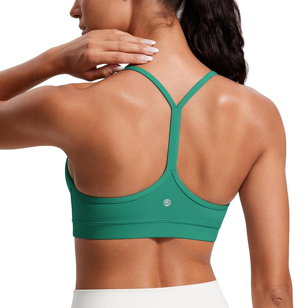 CRZ YOGA Butterluxe Womens Y Back Sports Bra - Padded Racerback Low Impact Spaghetti Thin Strap W... | Amazon (US)