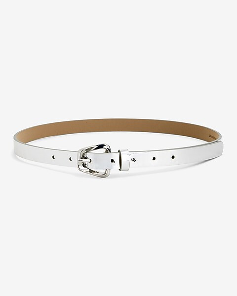 Faux Leather Silver Buckle Belt | Express