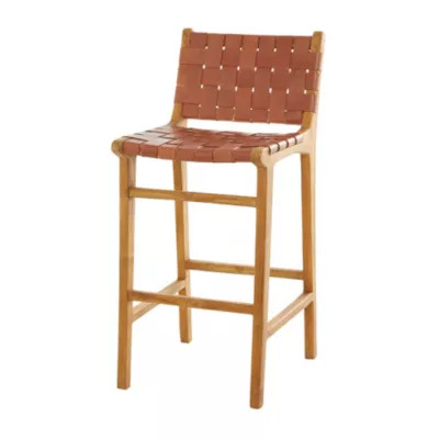 Monroe Lane Modern Teak Wood Bar Stool, Brown | Belk