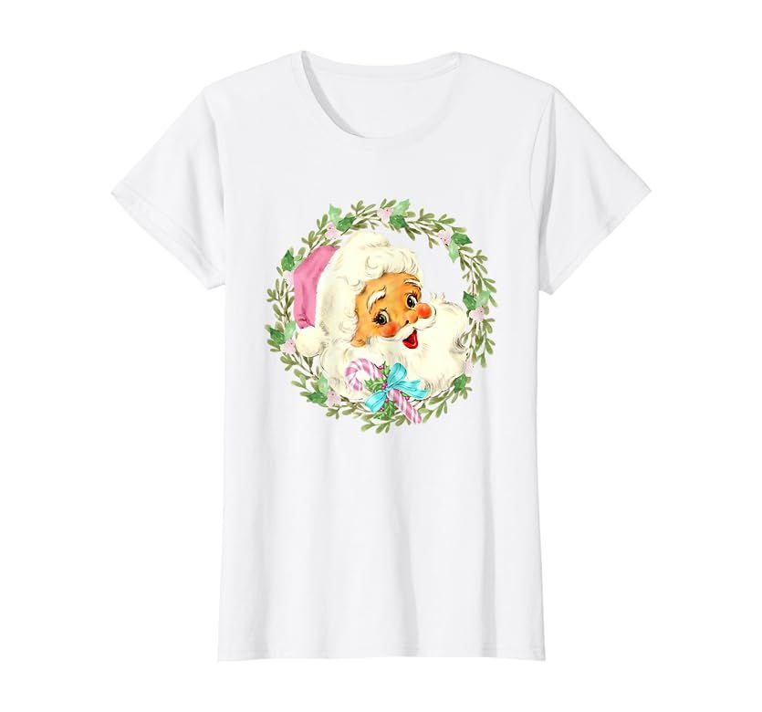 Vintage Pink Santa Claus Pink Christmas Design T-Shirt | Amazon (US)