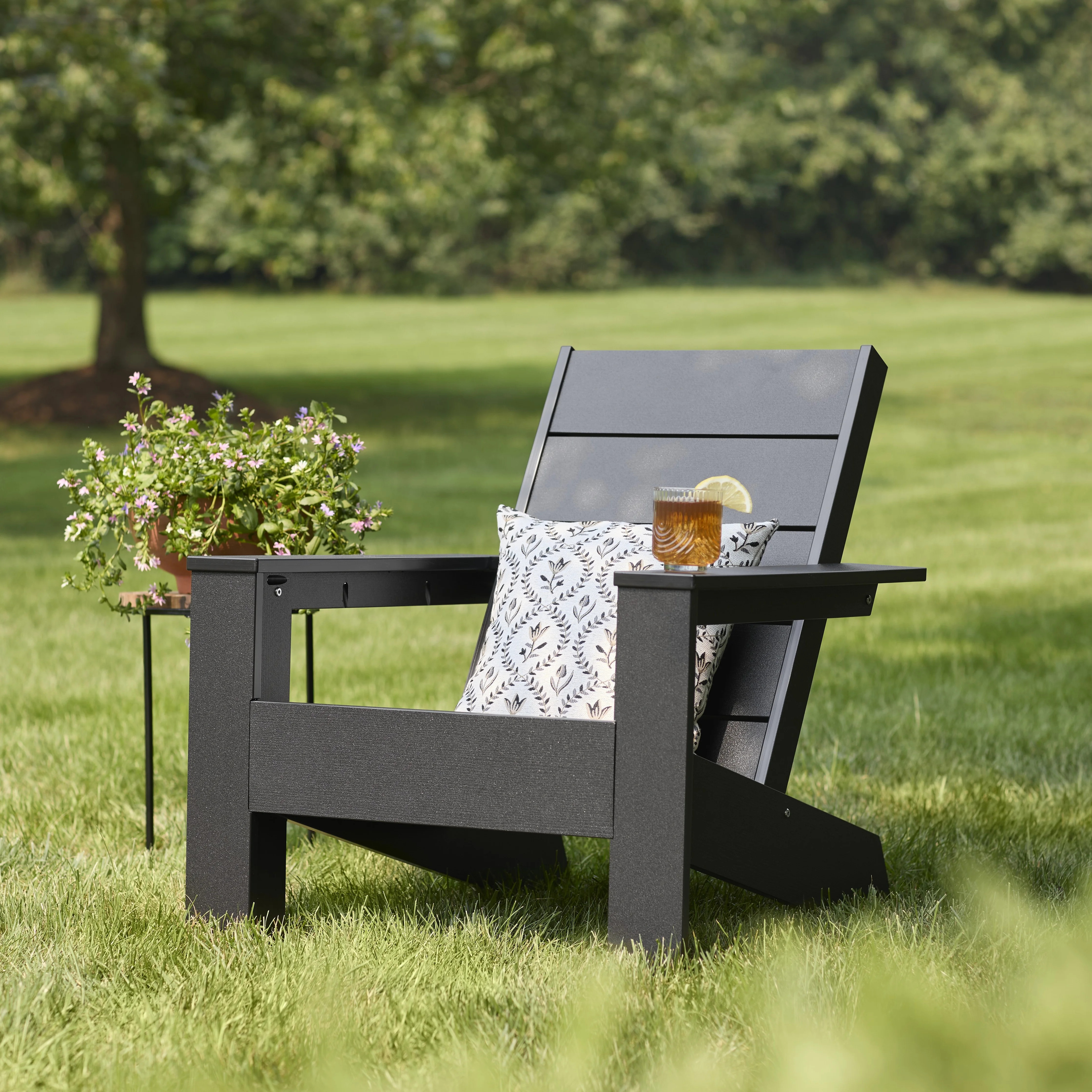 Better Homes & Gardens Ezra Outdoor HDPE Adirondack Chair, Black - Walmart.com | Walmart (US)