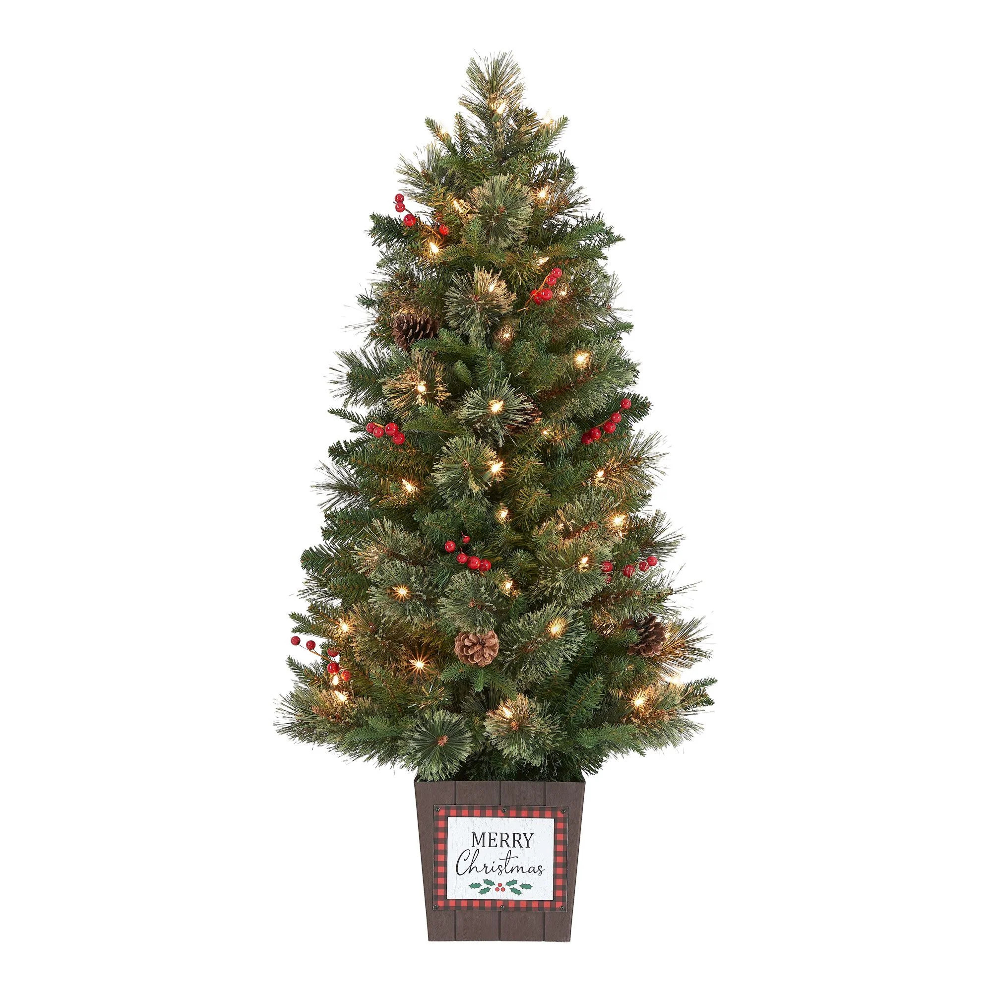 Holiday Time 3.5ft Pre-Lit Cashmere Potted Christmas Tree, Green, 3.5', Clear - Walmart.com | Walmart (US)