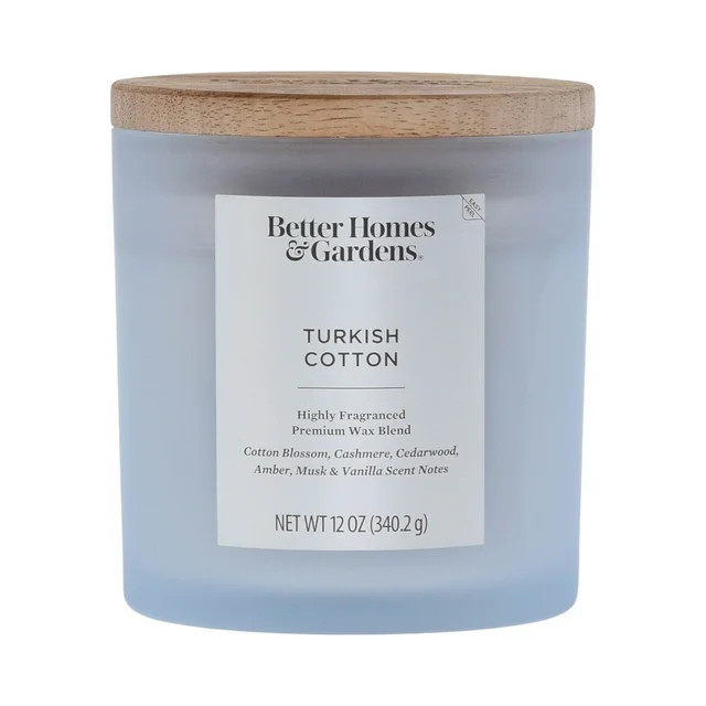 Better Homes & Gardens 12oz Turkish Cotton Scented 2-Wick Frosted Jar Candle | Walmart (US)