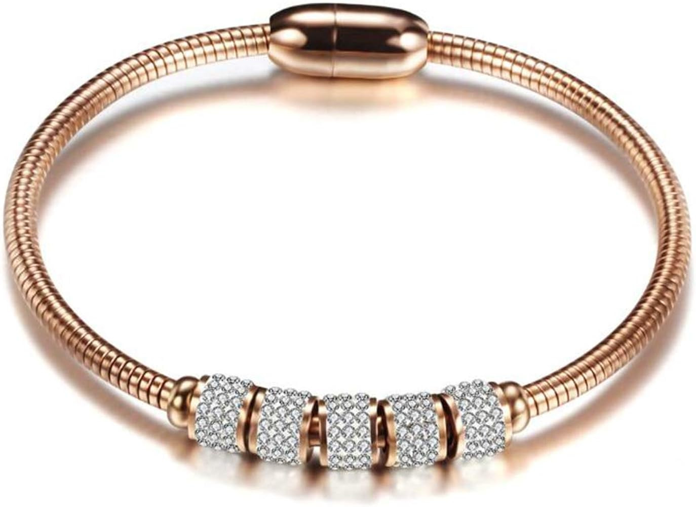 Jude Jewelers Stainless Steel Cubic Zircon Snake Chain Bangle Bracelet | Amazon (US)