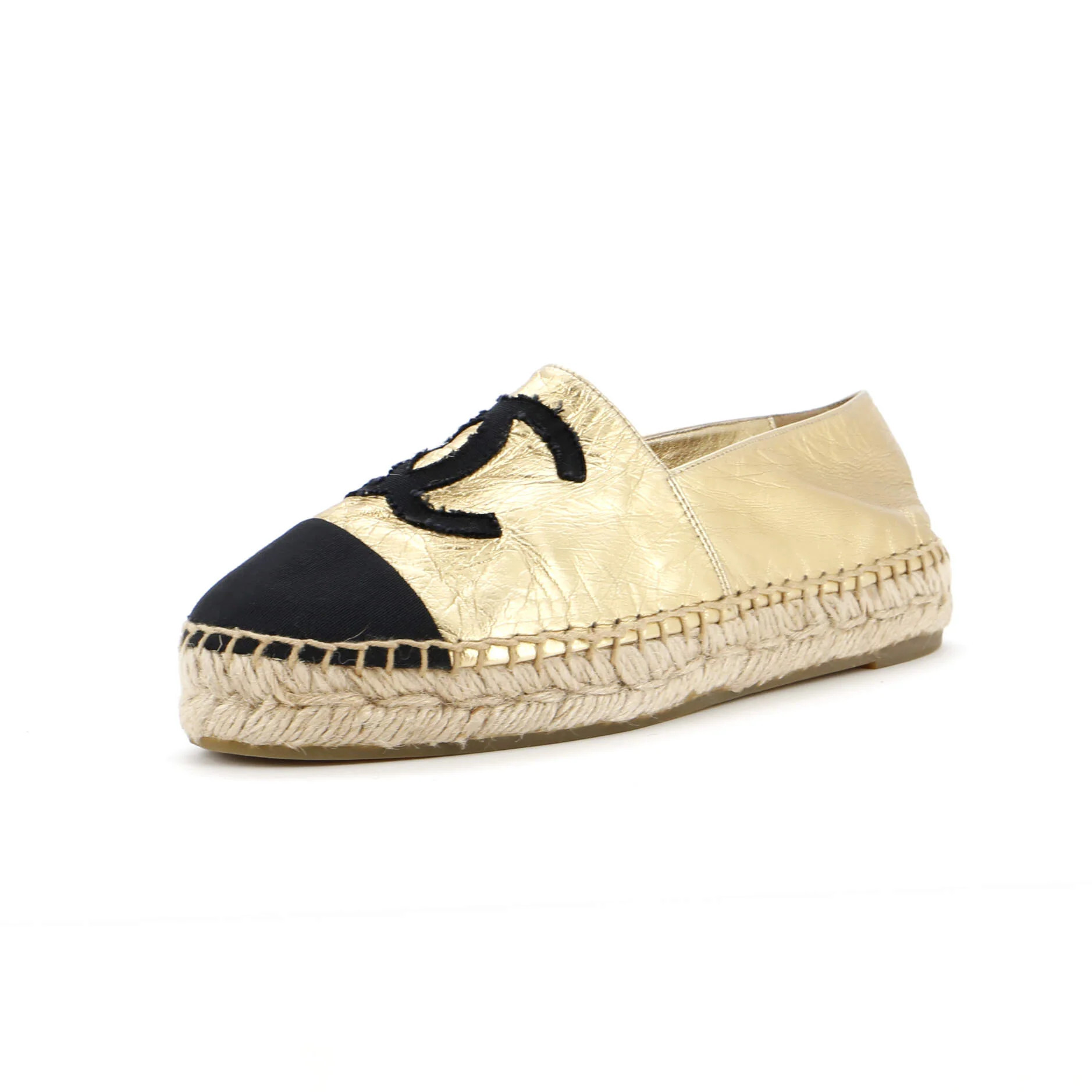 Pre-Loved Chanel Women's CC Cap Toe Espadrilles Leather | Zulily