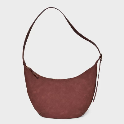 Slouchy Crescent Sling Handbag - Universal Thread™ Brown: Adjustable Strap, Twill | Target