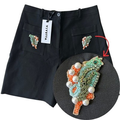 New Vivetta Black Tailored Shorts Beaded Chameleon Embellished IT 40 | eBay US