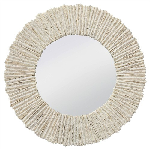 Open Box Regina Andrew Slate Coastal Natural Resin Round Wall Mirror | Kathy Kuo Home