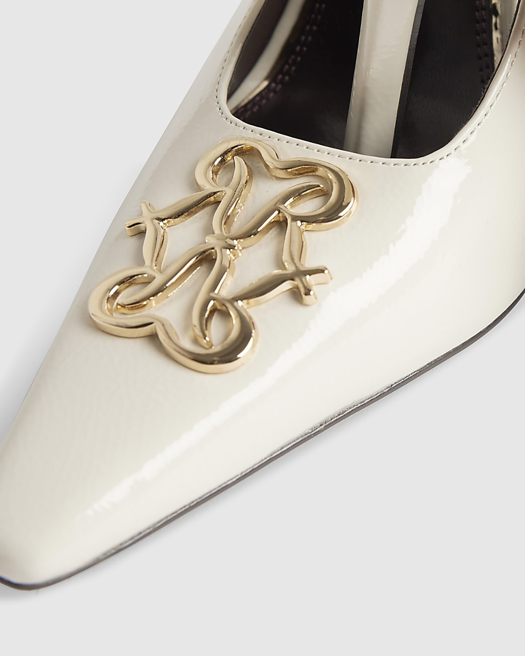 Cream Logo Slingback Court Heels | River Island UK & IE