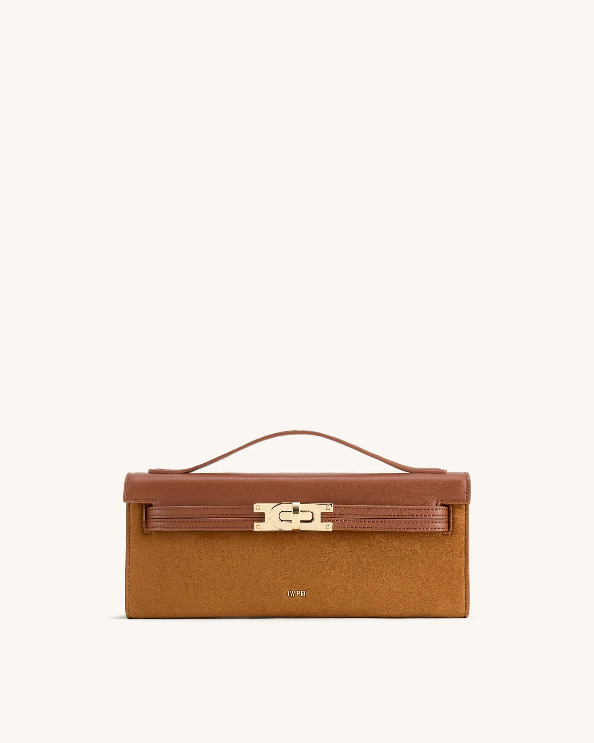 Bria Faux Suede Structured Top Handle Bag - Brown | JW PEI US