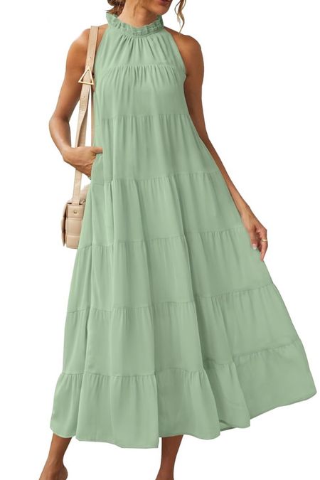 Spring dresses on Amazon! Easter dress for women! Amazon Easter outfit ideas!! Light green maxi dress on Amazon 
