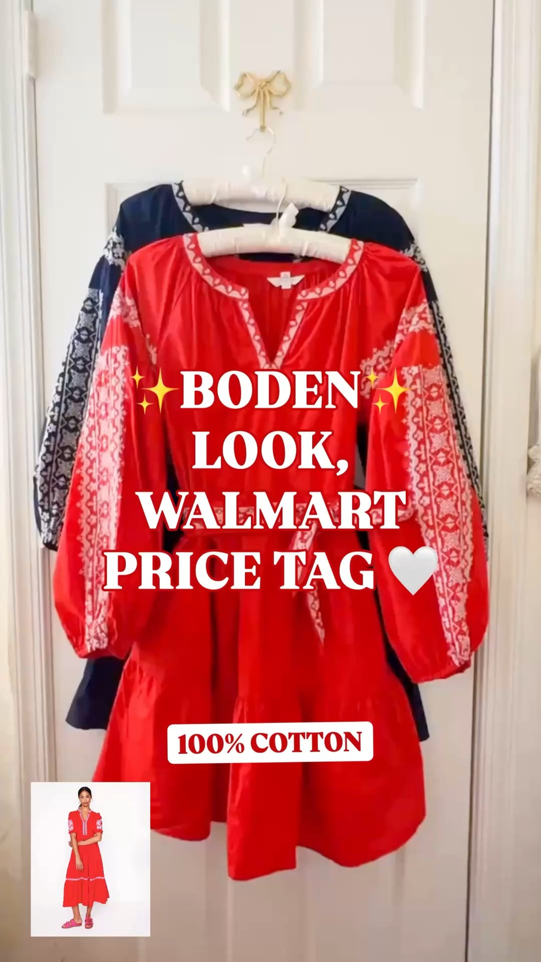 Boden Amara dress look for less, Walmart dress, Time and Tru dress, embroidered cotton mini dress, preppy summer dress

These Walmart embroidered mini dresses are exactly why I check new arrivals early.

They have that Boden Amara feeling in an easier mini length: contrast embroidery, split neckline, self-tie waist, long sleeves, ruffle hem, pockets, and a polished little shape that looks far more expensive than the price tag.

Both colors are good for different reasons. The red is bold, cheerful, and made for Fourth of July outfits, summer parties, vacation dinners, Memorial Day weekend, brunch, and sunny weekend plans. The navy is classic, coastal, and easy for everyday preppy style, teacher outfits, casual work outfits, church, resort outfits, and travel days.

And yes, they’re 100% cotton. Lightweight, breathable, machine washable, and the kind of fabric detail that makes a budget dress feel like a much smarter find.

If you’re searching for Boden Amara dress look for less, Boden inspired dress, Walmart dress, Walmart new arrivals, Time and Tru dress, embroidered mini dress, embroidered cotton dress, cotton summer dress, preppy mini dress, summer dress women, vacation dress women, coastal style dress, Fourth of July dress, red mini dress, navy mini dress, dress with pockets, affordable preppy style, Walmart fashion finds, or designer look for less, these are the ones I’d add to cart before they’re gone! 

Boden look for less, Walmart dresses, Time and Tru, embroidered dress, cotton mini dress, preppy dress, summer dress, vacation outfit, designer look for less

#LTKFindsUnder50 #WalmartFinds #WalmartStyle #PreppyStyle #LookForLess #SummerDress #VacationOutfit

#LTKootd #LTKWorkwear #LTKSeasonal