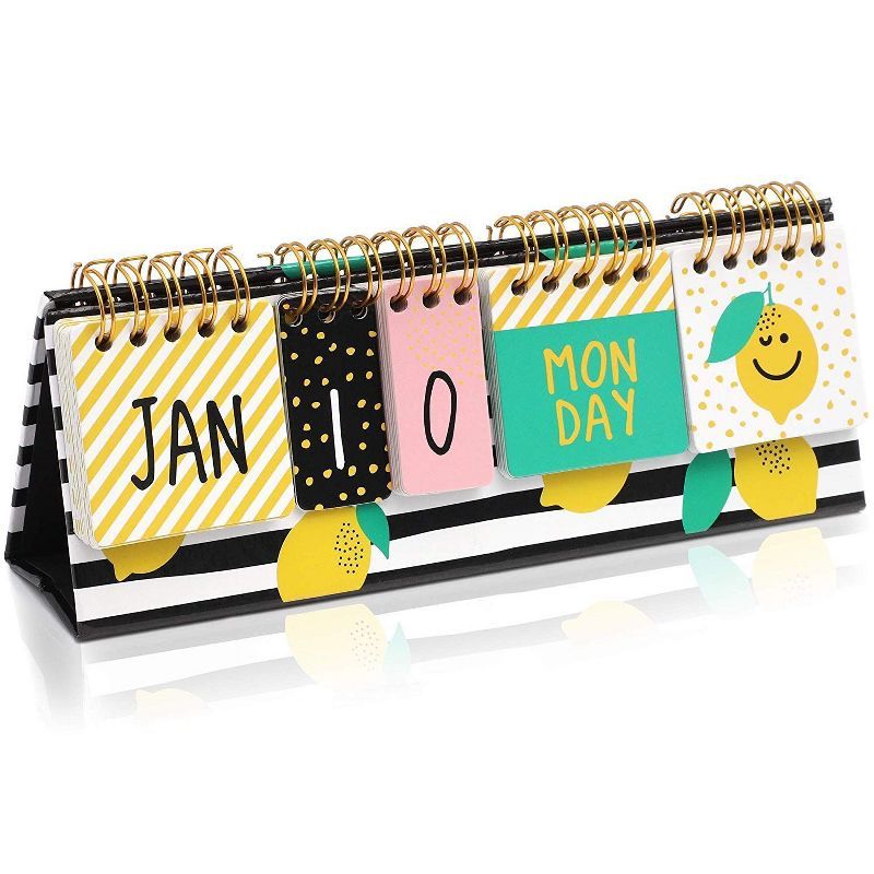 Lemon Desktop Standing Flip Calendar, Self-Standing Standup Daily Scheduler for Office Desk Home ... | Target