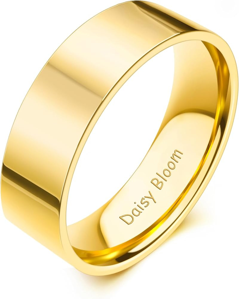 Modern Gold Filled 6mm Daily Stacker Band Ring High Polished Minimalist Statement Band Ring | Amazon (US)