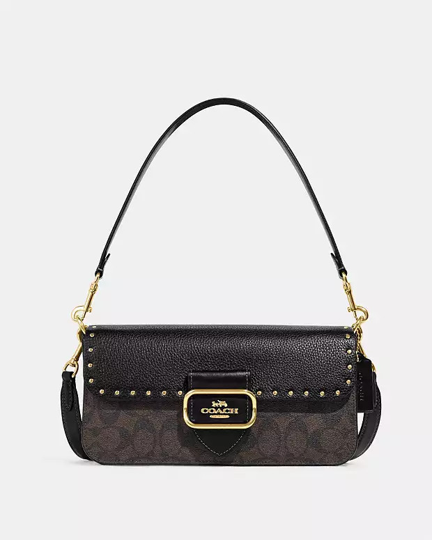 Morgan Shoulder Bag In Colorblock Signature Canvas With Rivets | Coach Outlet US