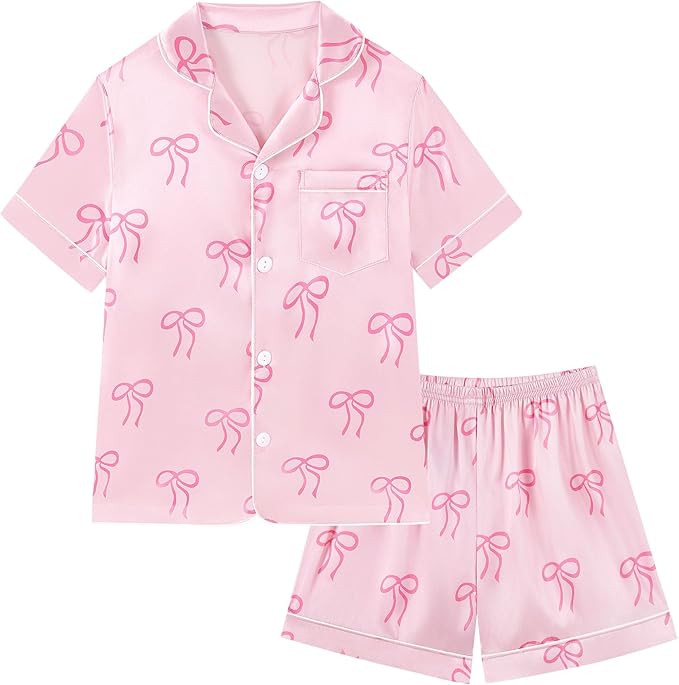 Weixinbuy Pajama Set for Kid Baby Boy Girl Button-up Silk Pajama Sleepwear Nightwear Loungewear C... | Amazon (US)