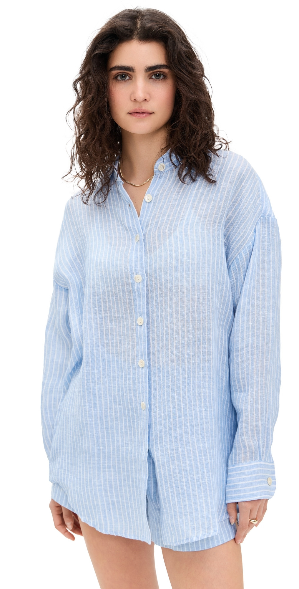 Vitamin A Playa Boyfriend Shirt Summer Stripe L | Shopbop