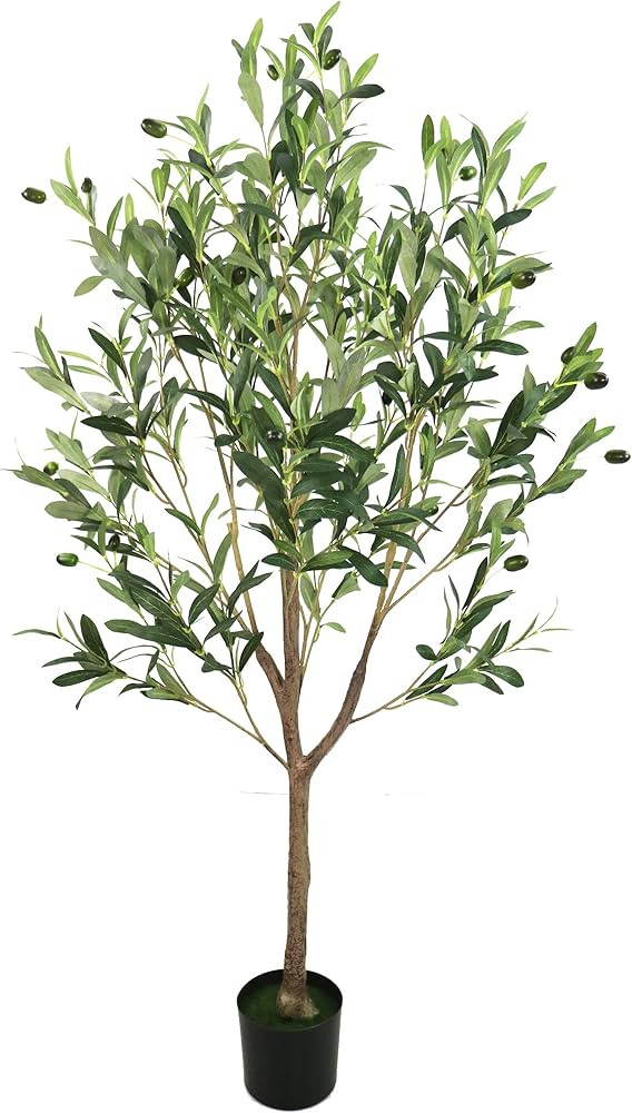 GUYUSO 4ft Tall (676Leaves) Artificial Olive Tree Olive Plant in Pot for Home Decoration,Fake Hou... | Amazon (US)