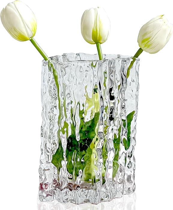 Aoderun Glass Vase Crystal Vase Heavy Duty Large Flower Vase for Dining Table Kitchen Office Home... | Amazon (US)