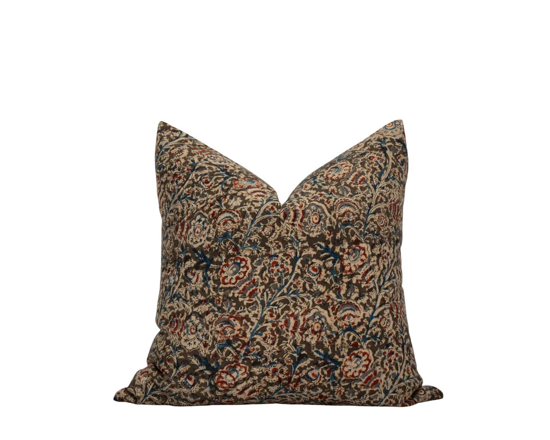 SURYA Olive Floral Pillow Cover Green Floral Pillow Moody Floral Pillow Holiday Pillow Green Bloc... | Etsy (US)