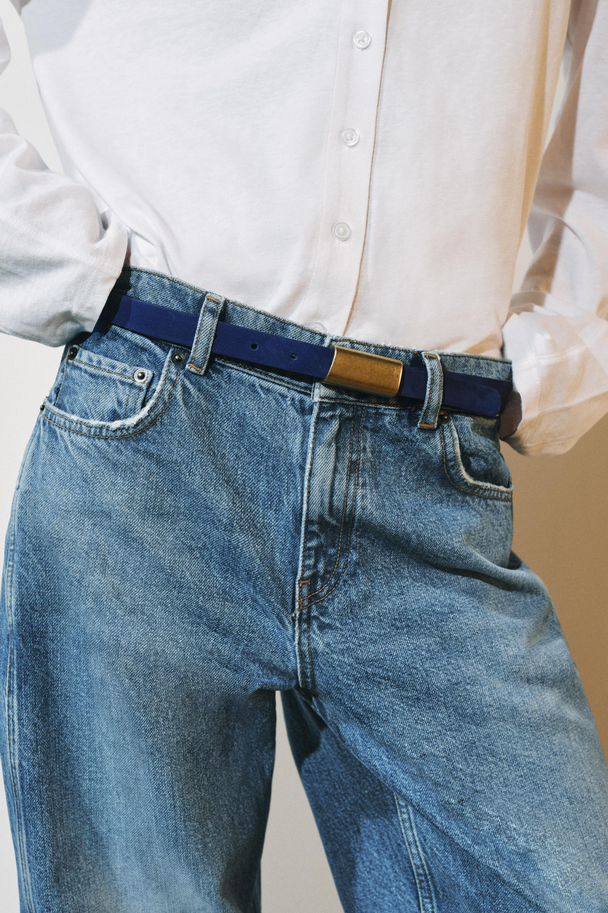 100% LEATHER BUCKLE BELT | Zara US