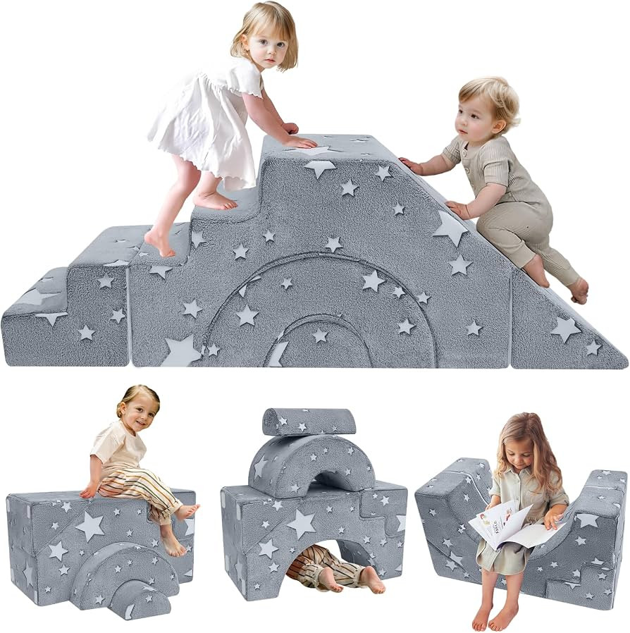 MeMoreCool Toddler Foam Climbing Couch – Modular Kids Sofa with Slide & Stairs | Convertible Se... | Amazon (US)