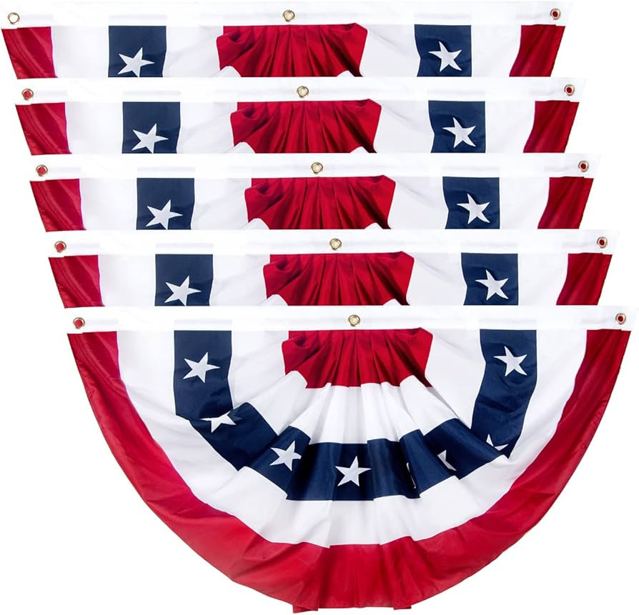 2x4 Ft American Pleated Fan Flag, Patriotic Half Fan Bunting Flag, Indoor Outdoor for Red White B... | Amazon (US)