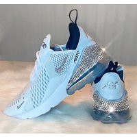 Swarovski Women's Nike Air Max 270 White & Black Sneakers Blinged Out With Authentic Clear Crystals  | Etsy (US)