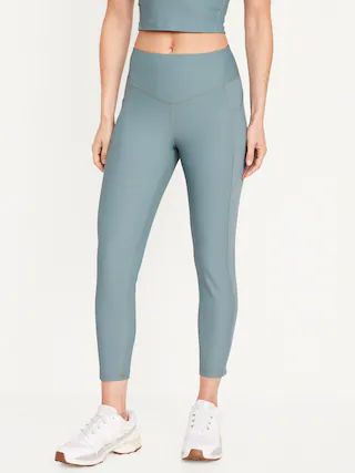 High-Waisted PowerSoft Ribbed 7/8 Leggings for Women | Old Navy (US)