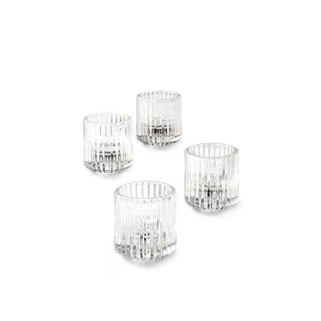 Serene Spaces Living Set of 4 Clear Ribbed Glass Votive Holders Perfect for Weddings and Home Décor  | Walmart (US)