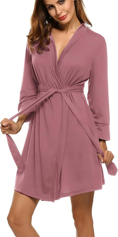 HOTOUCH Womens Robe Lightweight Short Knit Bathrobe Soft Ladies Sleepwear with Pockets | Amazon (US)