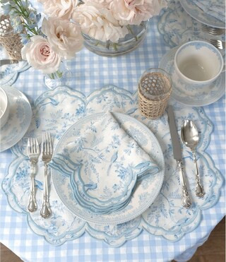 x Born on Fifth Set of 4 Bea Shaped Contrast Embroidery Printed Linen Placemats | Dillards