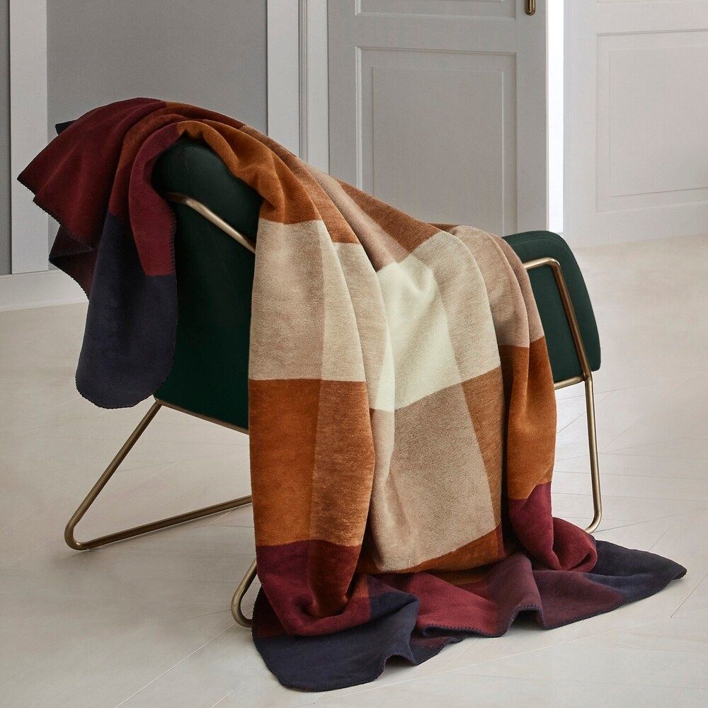 s.Oliver Gold & Burgundy Plaid Throw Blanket | Bed Bath & Beyond