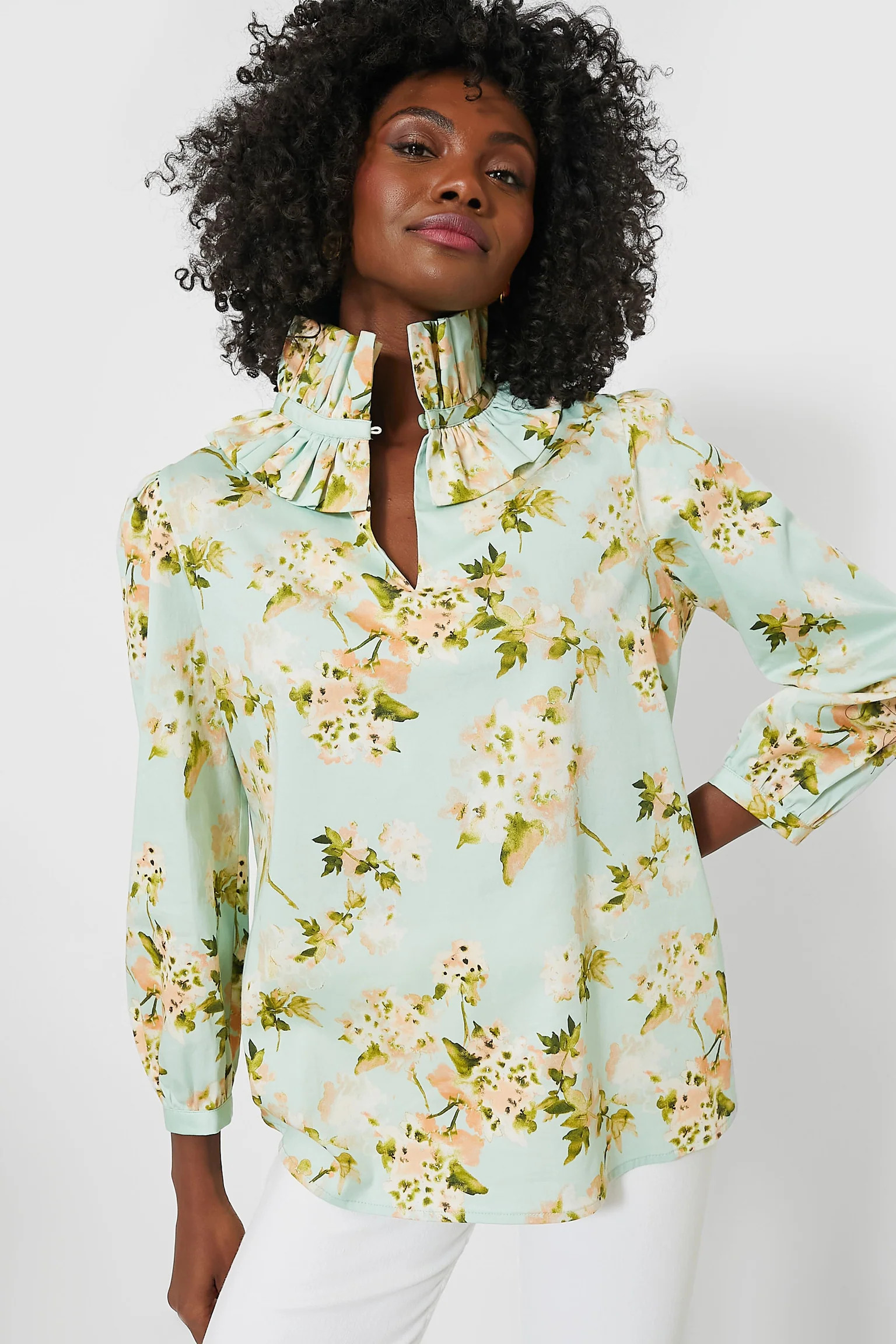 Aqua Watercolor Bouvier Blouse | Tuckernuck (US)