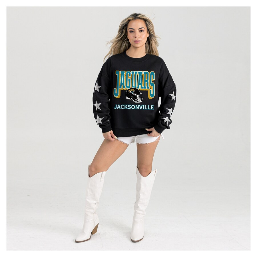 Jacksonville Jaguars Gameday Couture Women's Pure Victory Rhinestud Star-Sleeve Pullover Sweatshi... | Fanatics