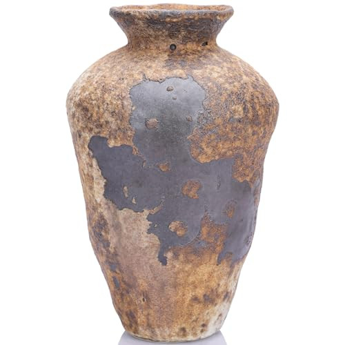 Small Stone Vase for Rustic Home Decor, Farmhouse Antique Pottery Vase Furniture&Table Flower Decorative, Round Terracotta Vase for Living Room Decor, Modern Rustic Concrete Clay Art Vases | Amazon (US)