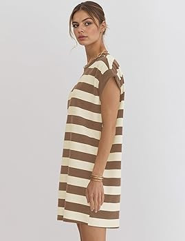 Naggoo Womens Summer Striped T Shirt Dress Crew Neck Cap Sleeve Color Block Casual A Line Short D... | Amazon (US)