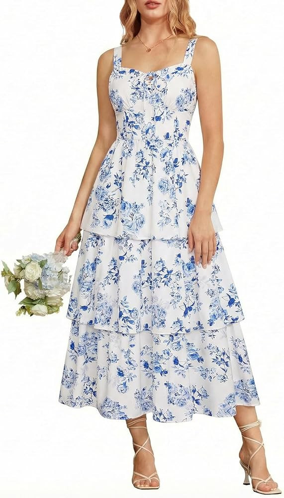 Scarlet Darkness Milkmaid Corset Dress for Women Summer Wedding Guest Dresses Cocktail Floral Sun... | Amazon (US)