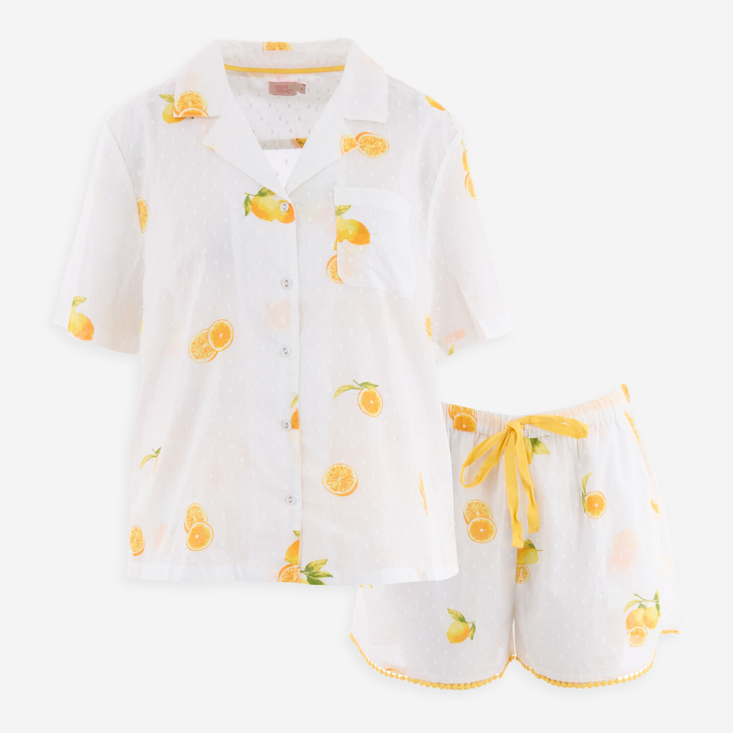 Two Piece White & Orange Pyjama Set | TK Maxx