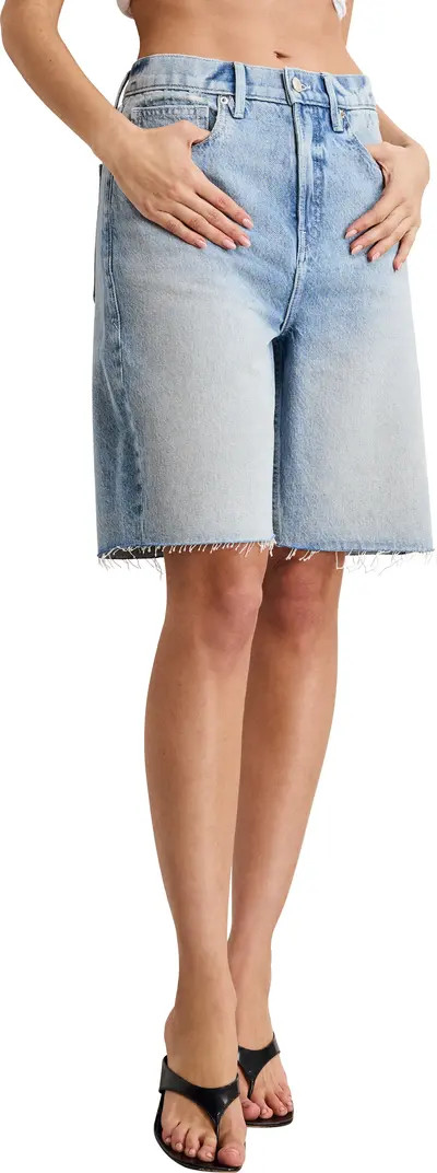 Good American Good Standard Raw Hem Denim Bermuda Shorts | Nordstrom | Nordstrom