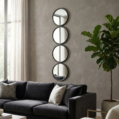 Modern Wall Mirror, Accent Mirror with Round Glass Panels, Wood & Metal Frame, Decorative Home & Office Decor for Living Room & Bedroom, 48" Black | Target