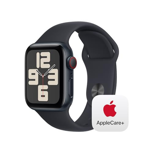 Apple Watch SE GPS + Cellular 40mm Midnight Aluminum Case with Midnight Sport Band - M/L with AppleCare+ (2 Years) | Amazon (US)