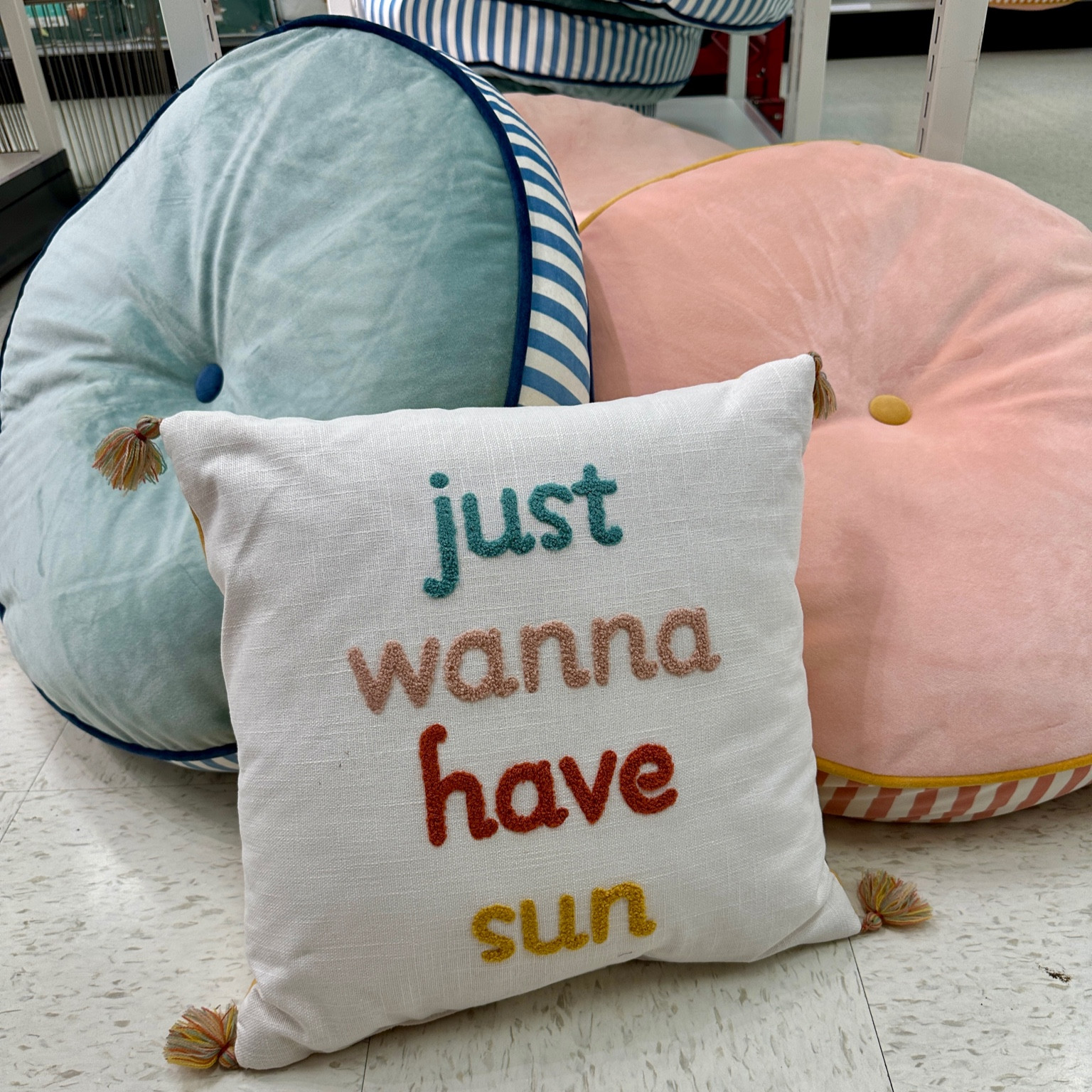 Obsessed with these colorful floor pillows from Target! Perfect for summer movie nights. Striped, colorful summer decor, decorative pillows, slumber party, kids decor, pillowfortt

#LTKSeasonal #LTKKids #LTKHome