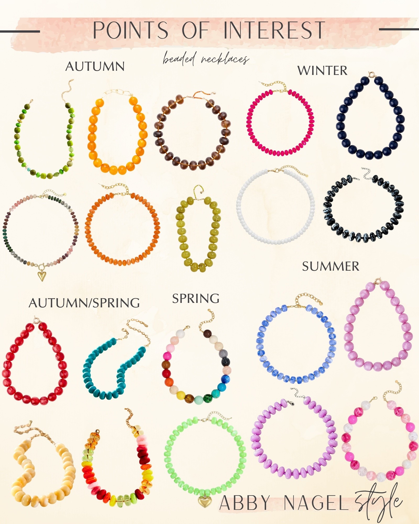 Trending!  Beaded necklaces.  A fun way to add color & interest ✨