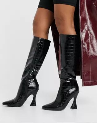RAID Angelique knee high boots in black croc | ASOS (Global)
